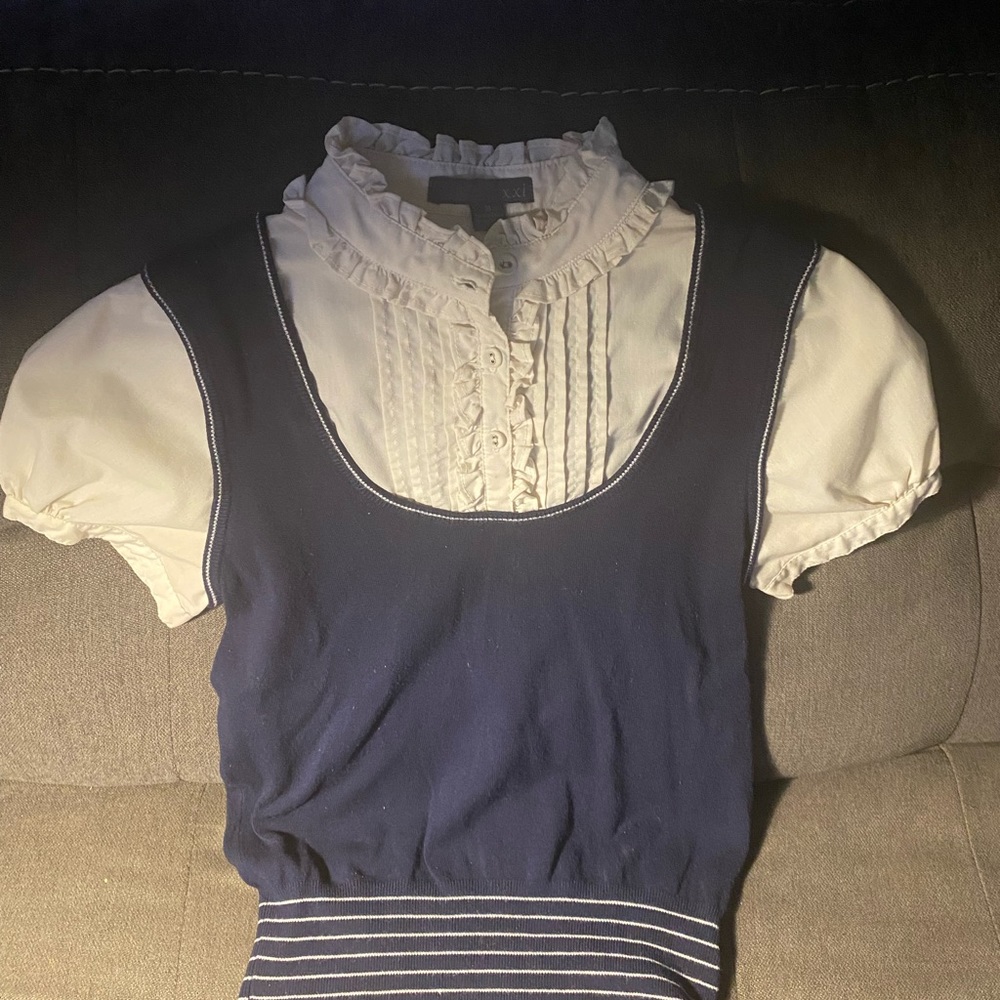xxi brand Navy and White sweater vest like shirt
